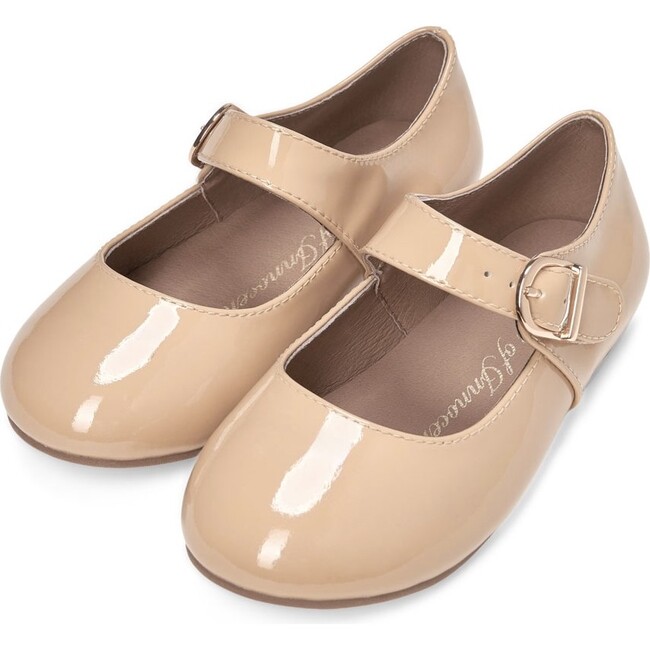 Juni 2.0 Leather Round-Toe Mary Janes, Beige