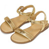 Iris Leather Slim Strap Sequins Sandals, Gold - Sandals - 2