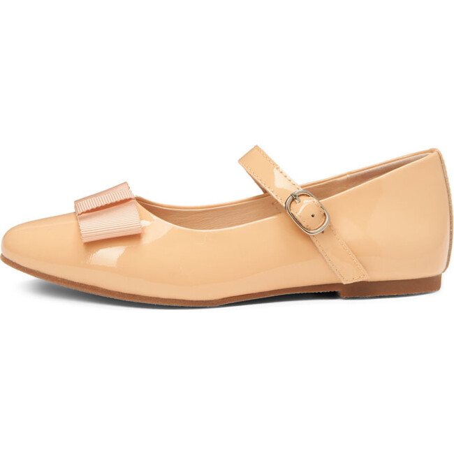 Ellen Glossy Leather Mary Janes, Beige