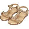 Nell Striped Leather Glitter Sandals, Gold - Sandals - 2