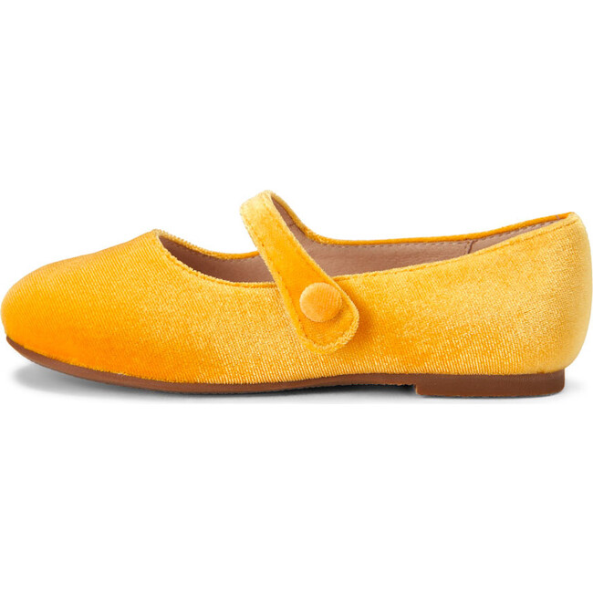 Elin Plush Velvet Pointed-Toe Mary Janes, Yellow