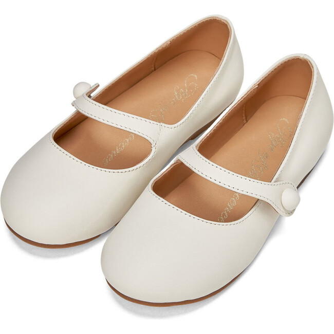 Elin Classic Leather Pointed-Toe Mary Janes, White - Mary Janes - 2