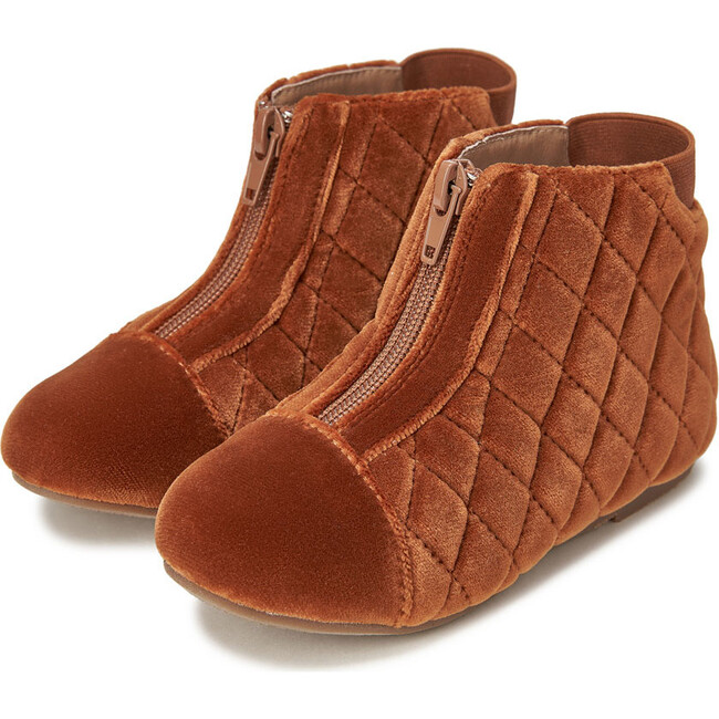 Nicole Quilted Velvet Zipped Ankle Boots, Ochre Total
