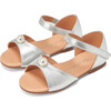 Mila Pearl Velcro Ankle Strap Leather Sandals, Silver - Sandals - 2 - thumbnail