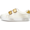 Maeve Old School Double Velcro Strap Leather Sneakers, White And Gold Total - Sneakers - 1 - thumbnail
