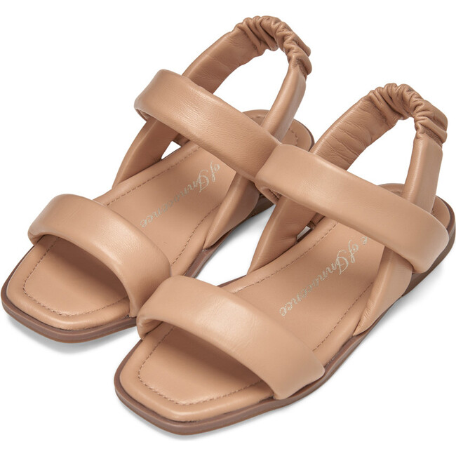 Anouk Square Toe Elastic Slingback Straps Sandals, Beige Total