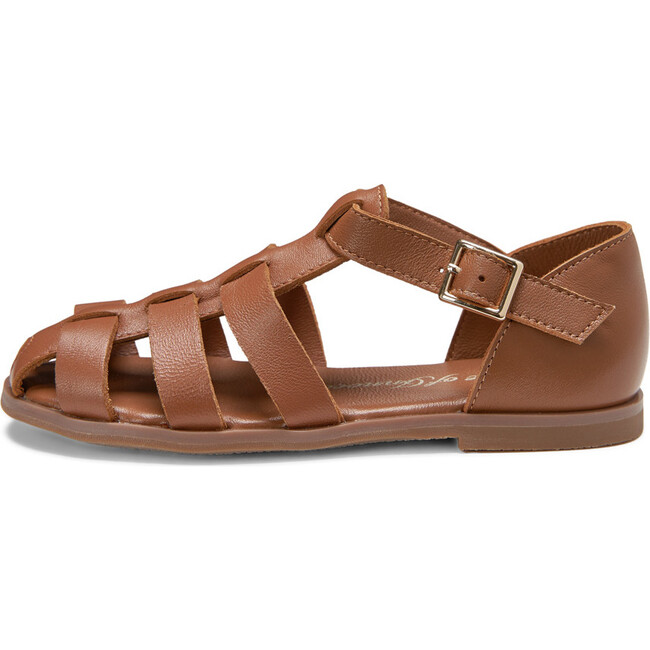 Lana Interlocked Leather Strap Sandals, Camel