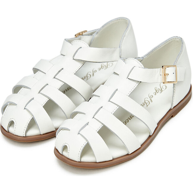 Lana Interlocked Leather Strap Sandals, White Total