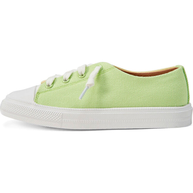 Jody Ribbed Sole Lace Tri-Color Canvas Sneakers, Green, Yellow And White Total