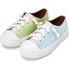 Jody Ribbed Sole Lace Tri-Color Canvas Sneakers, Blue, Green And Pink Total - Sneakers - 2