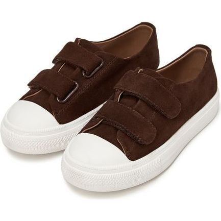 Jessie Double Velcro Strap Suede  Sneakers, Chocolate Total
