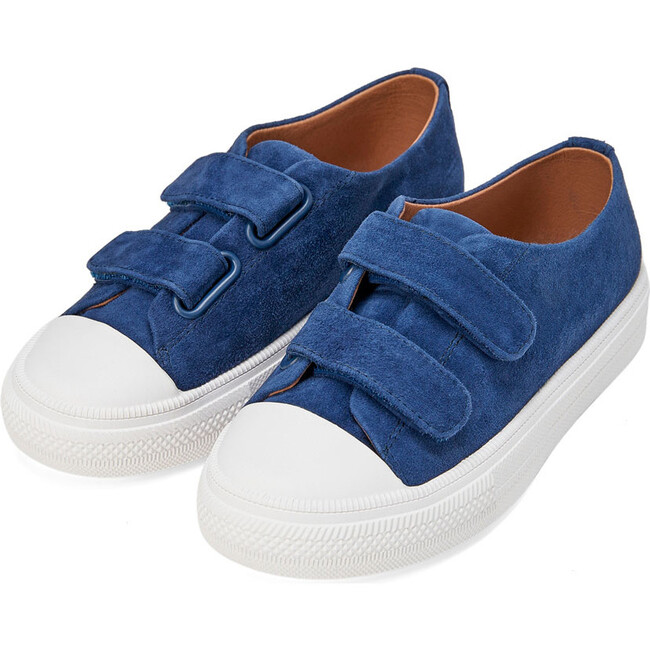 Jessie Double Velcro Strap Suede  Sneakers, Navy Total