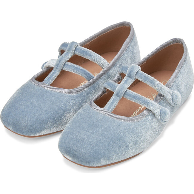 Florence Velvet Double Strap Mary Janes, Blue Total