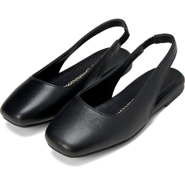 Ester Square Cap Toes Sling Back Sandals, Black Total