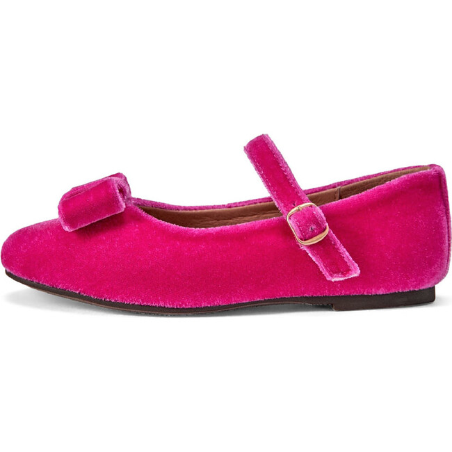 Ellen Minimalistic Bow Velvet Mary Janes, Fuchsia
