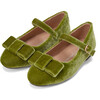Ellen Minimalistic Bow Velvet Mary Janes, Green - Mary Janes - 2 - thumbnail