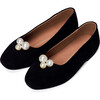 Tessa Velvet Suede Square Toe Ballet Flats, Black - Flats - 2 - thumbnail