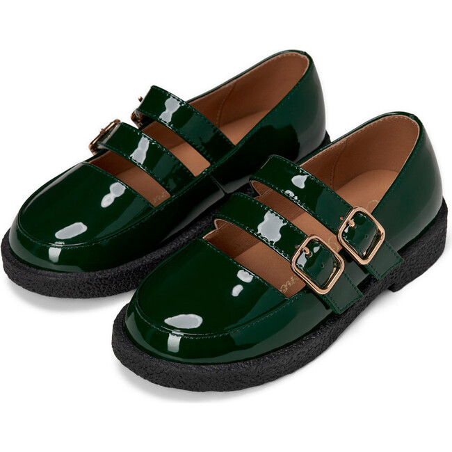 Sloane Glossy Round Toe Mary Jane Ballet Flats, Green