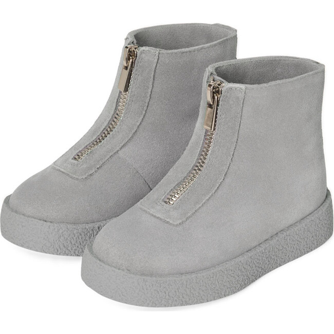 Leah Suede Zip Up Boots, Grey
