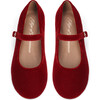 Sabine Velvet Wide Strap Round Toe Mary Jane Pumps, Red - Mary Janes - 3