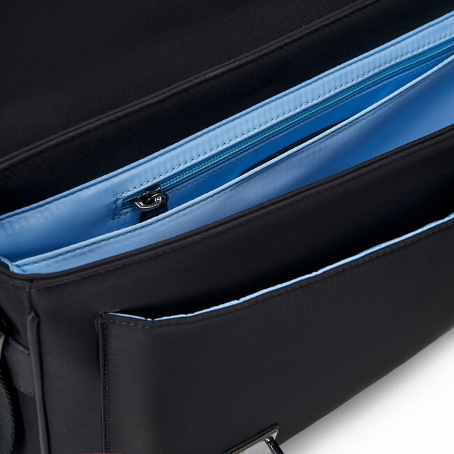 Sasha Buckle Closure Adjustable Shoulder Zipper Satchel, Black - Bags - 4