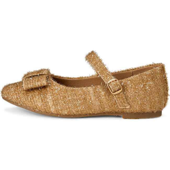 Ellen Lurex Bow Detail Buckle Strap Mary Jane Shoes, Gold