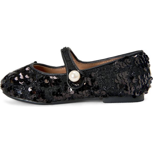 Elin 2.0 Sequins Pearl Button Mary Jane Shoes, Black