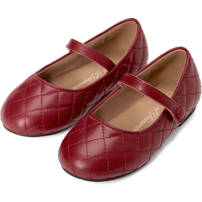 Coco Quilted Strap Leather Shoes, Burgundy