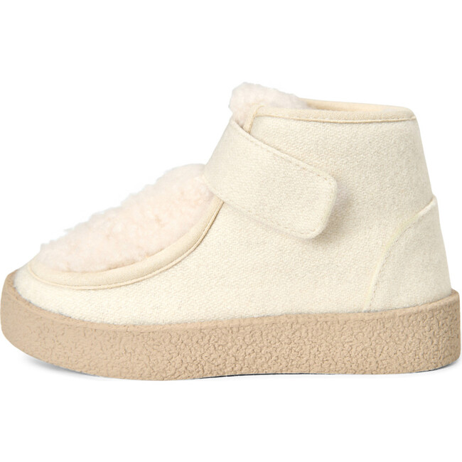 Kai Wool Fur Lined Velcro Strap Ankle Boots, Milk