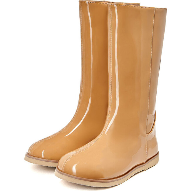 Ann PU Patent Leather High Boots, Beige