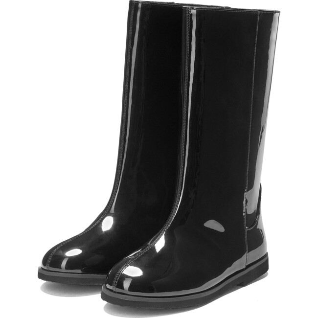 Ann PU Patent Leather High Boots, Black
