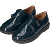 Alsa Glossy Doubled Buckle Brogues Shoes, Navy - Oxfords - 2 - thumbnail