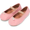 Zelda Wool & Faux Pearls Elastic Strap Ballerina Shoes, Pink - Flats - 2 - thumbnail