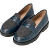 Paula 2.0 Glossed-Leather Soft Wool Loafers, Navy & Dark Grey - Loafers - 2 - thumbnail