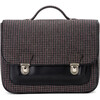 Boston Plaid Adjustable Shoulder Strap Schoolbag, Dark Grey - Bags - 1 - thumbnail