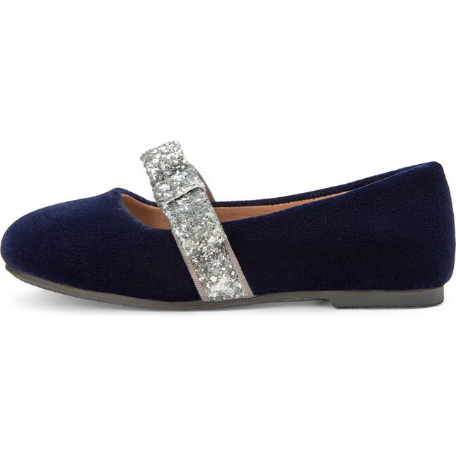 Mia 2.0 Velvet Sparkling Bow Strap Mary Jane Shoes, Navy