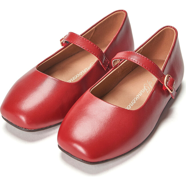 Mandy Rounded Square Toe Mary Jane Ballet Flats, Burgundy