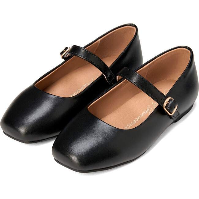 Mandy Rounded Square Toe Mary Jane Ballet Flats, Black