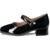 Holly Glossy Leather Heeled Square Toe Mary Jane Shoes, Black - Mary Janes - 1 - thumbnail