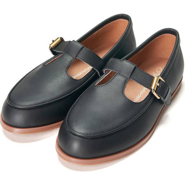 Hannah Leather T-Bar Strap Shoes, Black