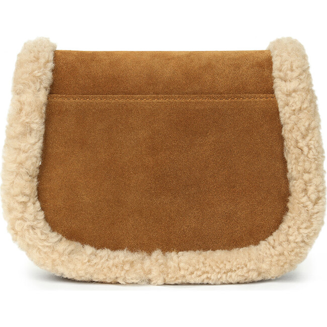 Shae Suede Crossbody Buckled Bag, Camel
