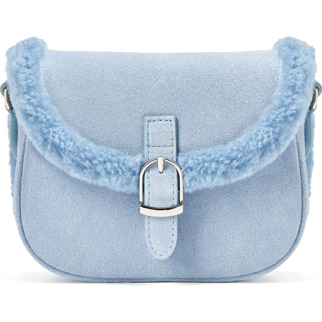 Shae Suede Crossbody Buckled Bag, Blue