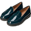 Paula Glossed-Leather Soft Wool Loafers, Navy - Loafers - 2 - thumbnail