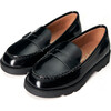 Paula Glossed-Leather Soft Wool Loafers, Black - Loafers - 2 - thumbnail