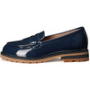Francie Glossy Patent Leather Loafers, Navy - Loafers - 1 - thumbnail