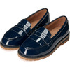 Francie Glossy Patent Leather Loafers, Navy - Loafers - 2
