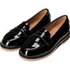 Francie Glossy Patent Leather Loafers, Black - Loafers - 2 - thumbnail