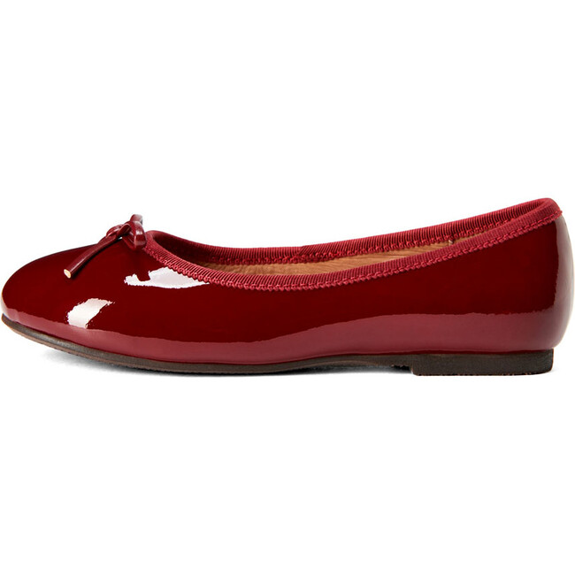 Fannie Glossy Leather Sweet Bow Ballet Flats, Burgundy - Flats - 1