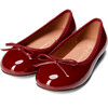 Fannie Glossy Leather Sweet Bow Ballet Flats, Burgundy - Flats - 2 - thumbnail