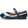 Erica Retro Glossy Patent Leather Mary Jane Shoes, Navy - Mary Janes - 1 - thumbnail